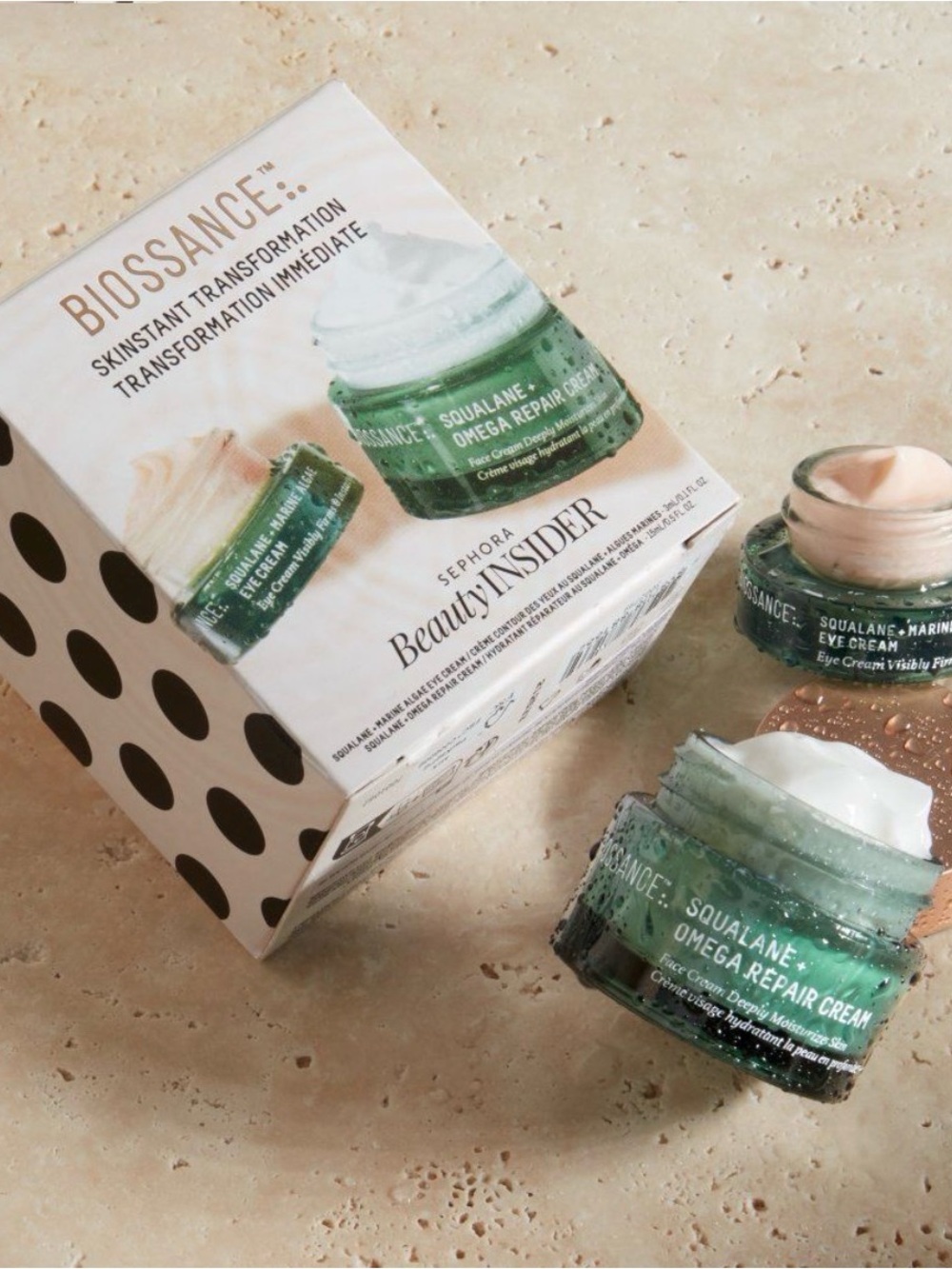 Biossance Green Glass Squalane + Omega Repair Cream Jar